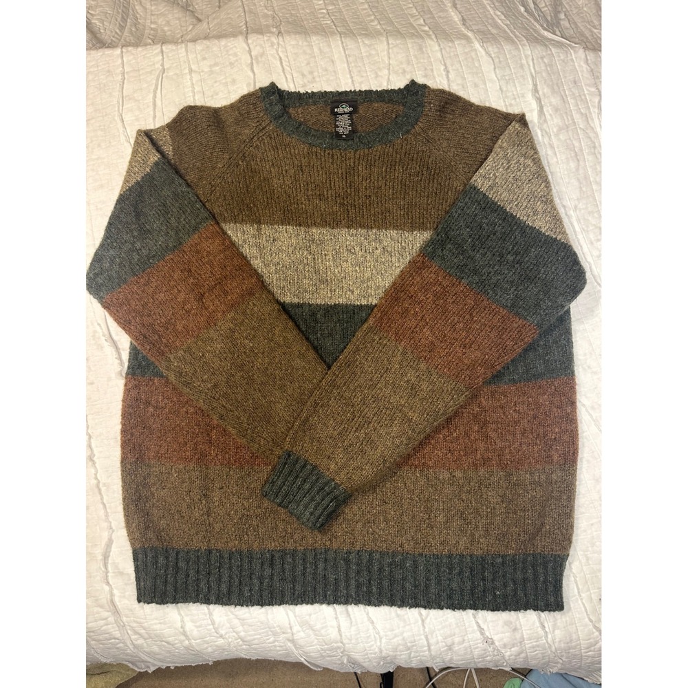 RedHead Mens XL Earth Tone Striped Wool Blend Crewneck Sweater Gorpcore Brown
